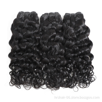 8A water wave hair flat weft natural black virgin filipino hair 3 bundles with closures free sample hair bundles